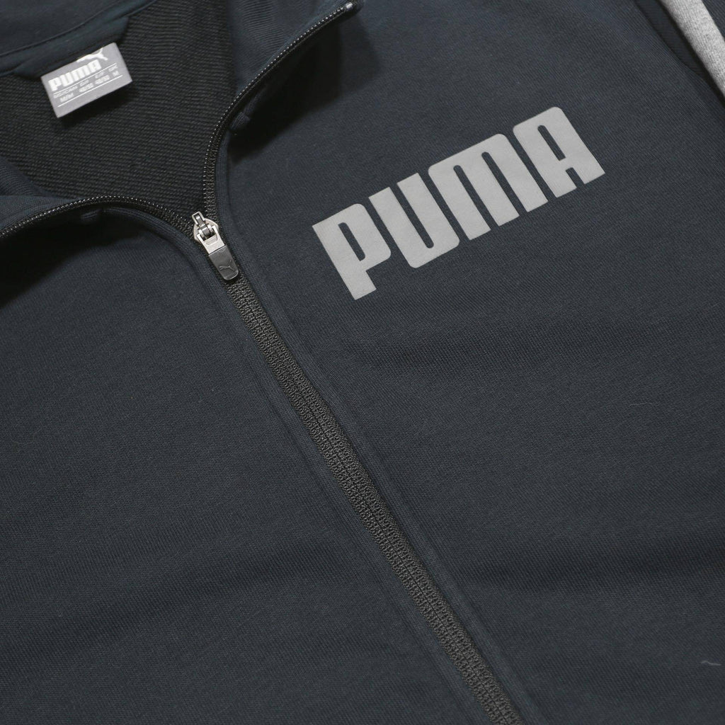 PUMA Mens Navy & Grey Cotton Blend Track Jacket M Zip Plain Logo