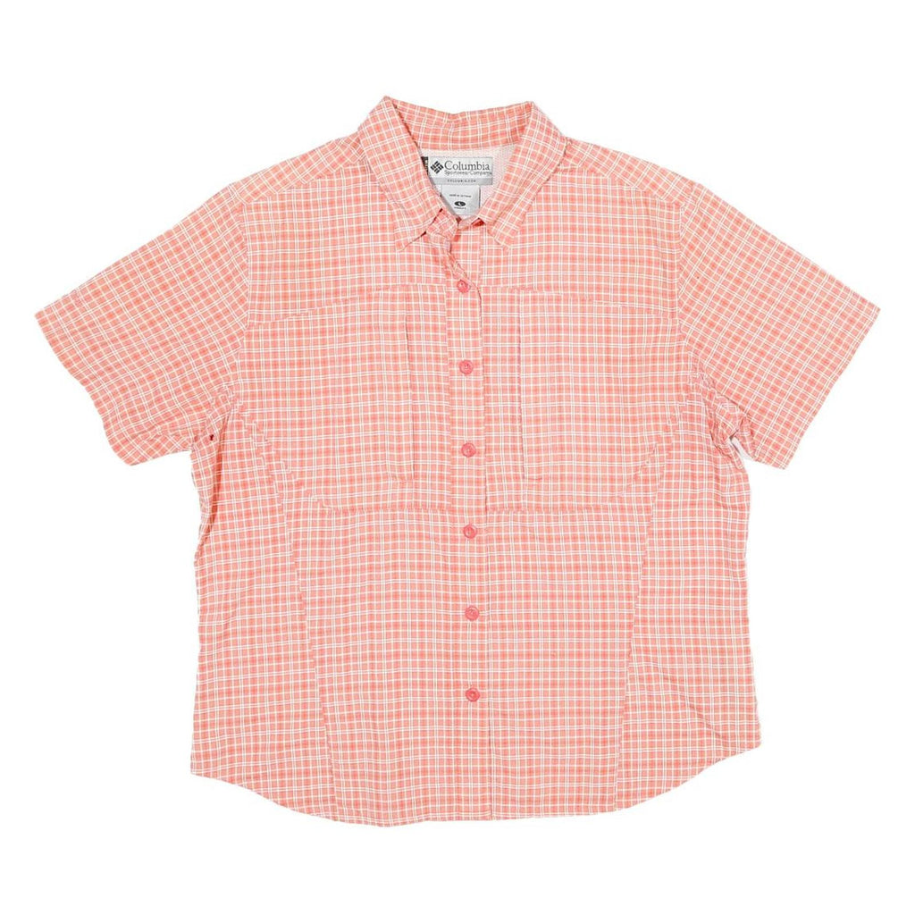 COLUMBIA Womens Coral & White Checked Shirt L Breathable Outdoor Casual