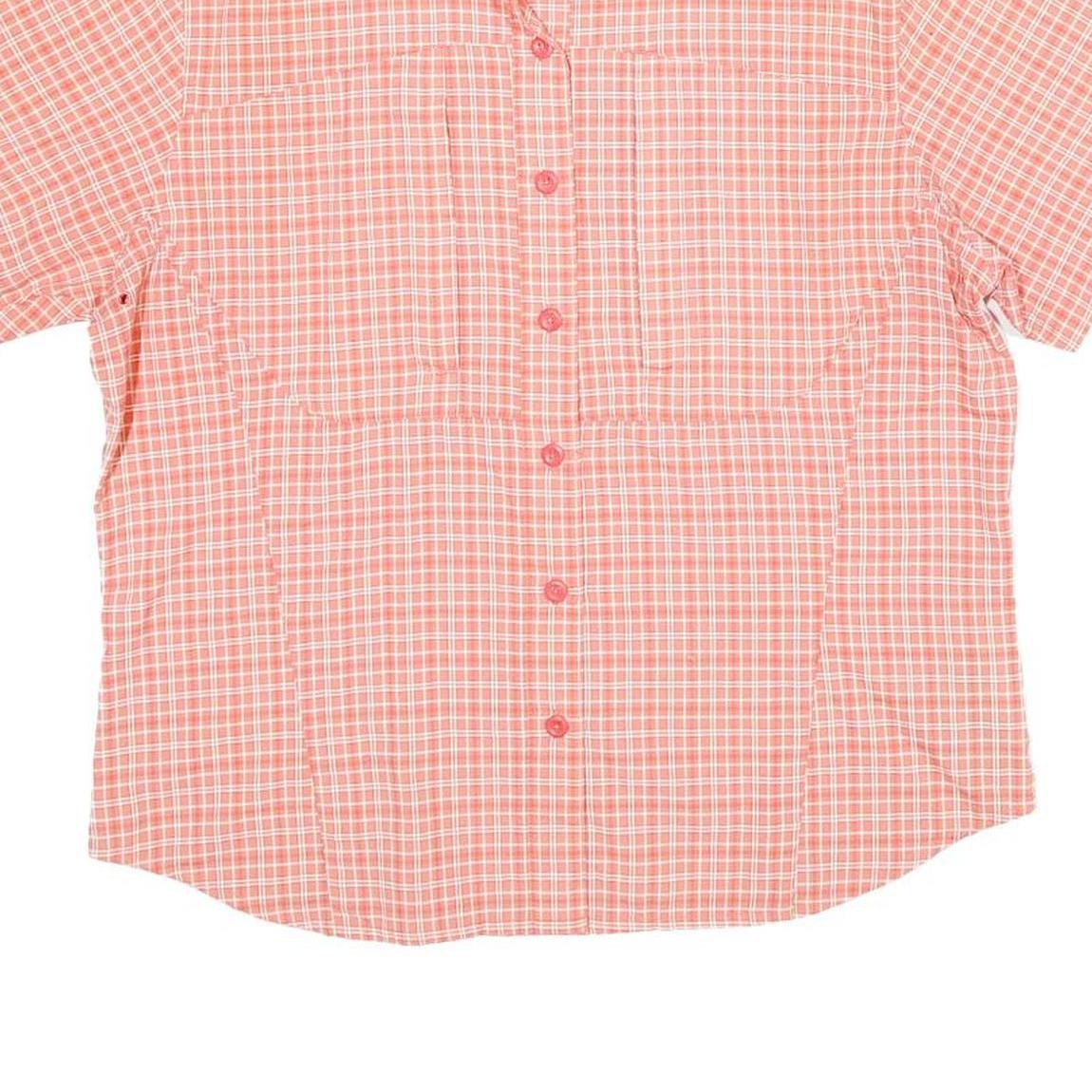 COLUMBIA Womens Coral & White Checked Shirt L Breathable Outdoor Casual
