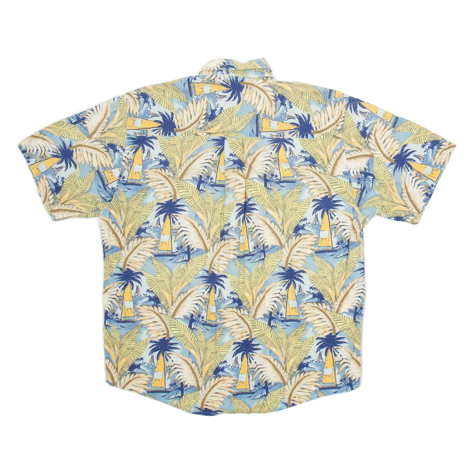 NATURAL ISSUE Mens Hawaiian Shirt Blue Crazy Pattern M