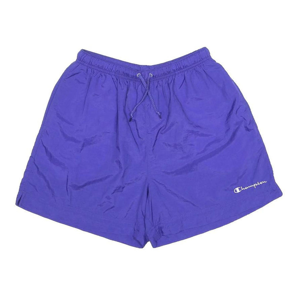 CHAMPION Womens Shorts Blue Casual L W26 Sports Logo Elastic Waist