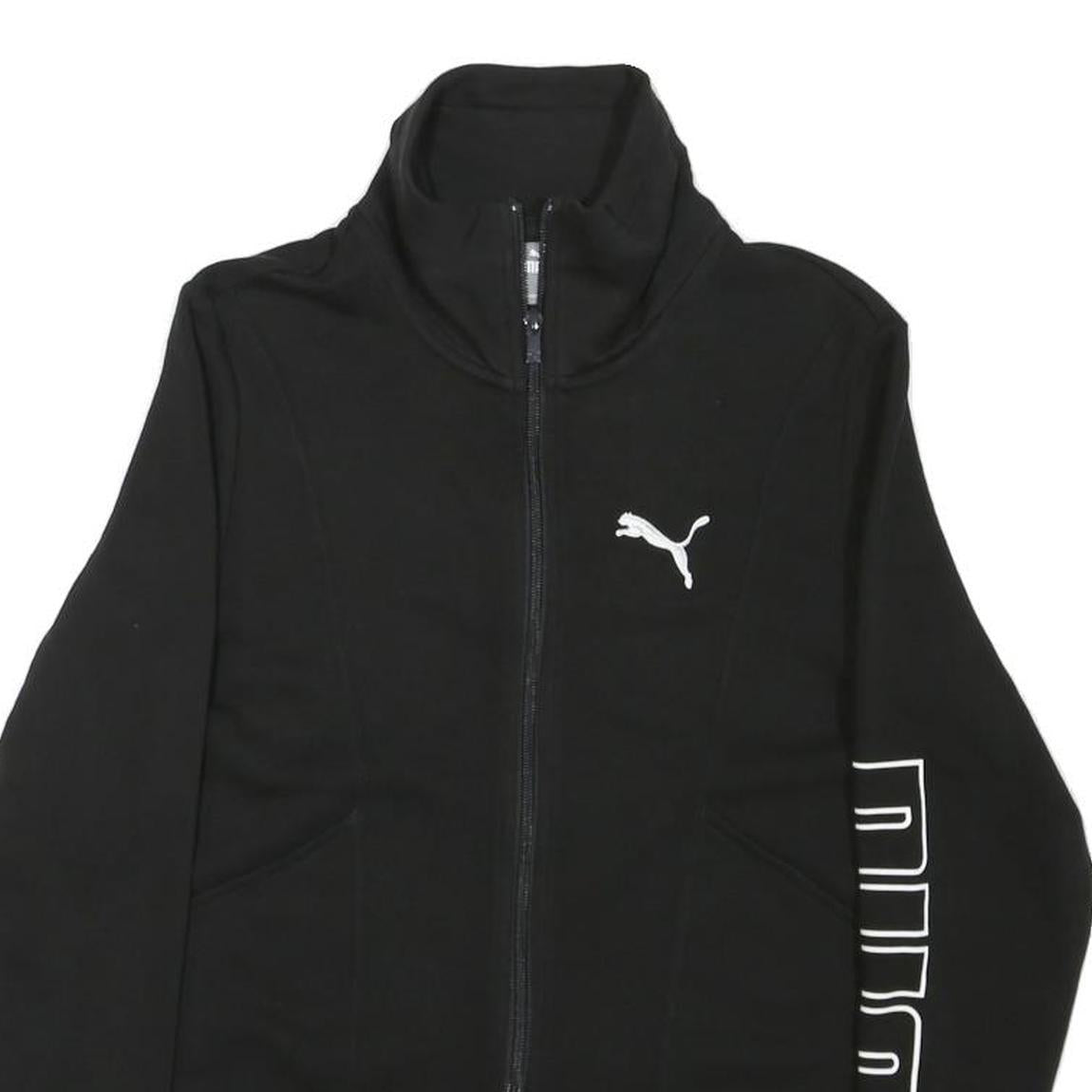 PUMA Mens Black Jacket M Cotton Blend Classic Zip Sportswear Logo