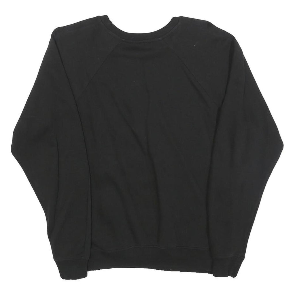 Womens Black Sweatshirt Embroidered Floral Crew Neck S Cotton Blend Stylish