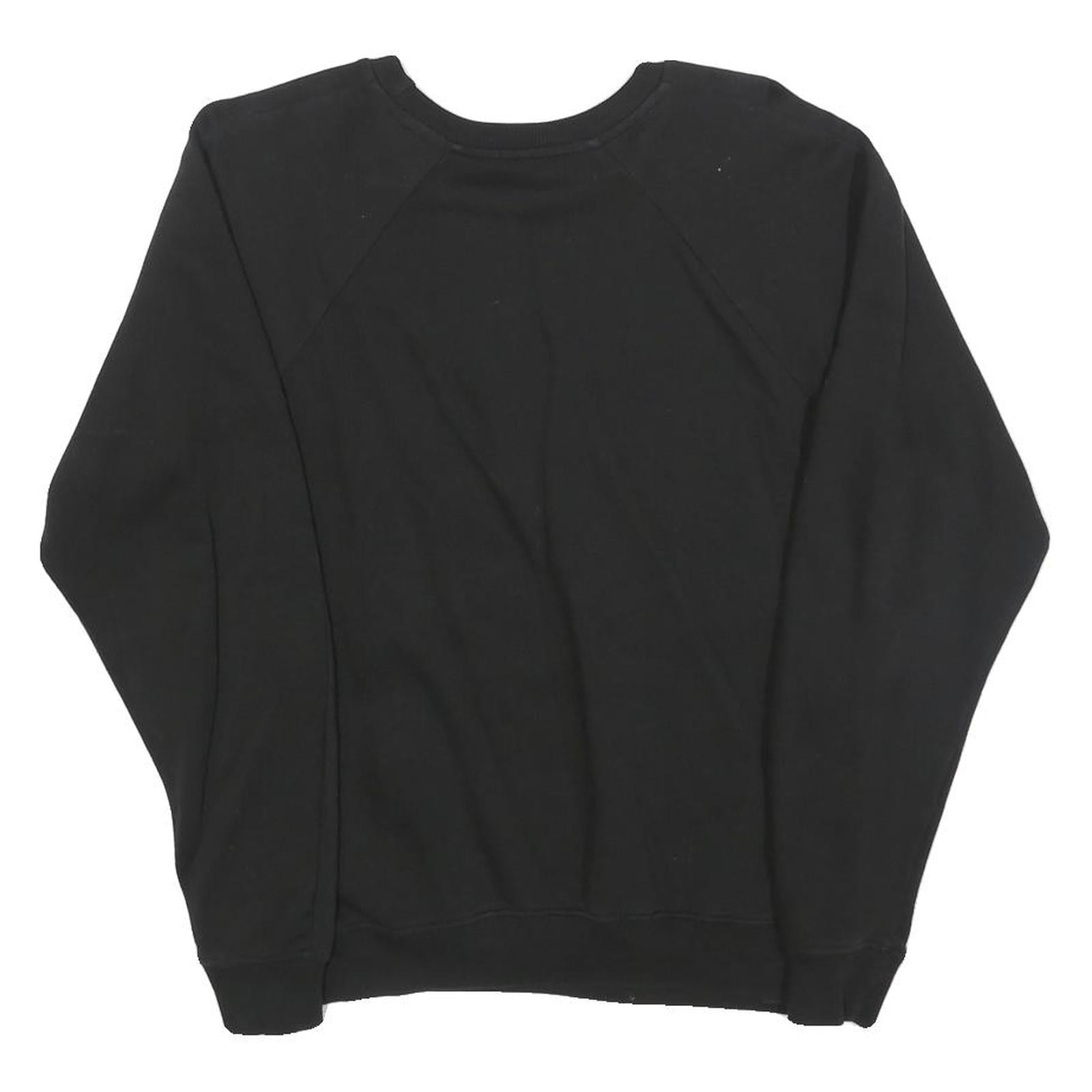 Womens Black Sweatshirt Embroidered Floral Crew Neck S Cotton Blend Stylish