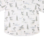 MICHAEL AUSTIN Mens White & Grey Coastal Print Shirt 2XL Cotton Blend Summer