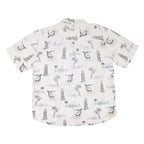 MICHAEL AUSTIN Mens White & Grey Coastal Print Shirt 2XL Cotton Blend Summer