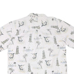 MICHAEL AUSTIN Mens White & Grey Coastal Print Shirt 2XL Cotton Blend Summer