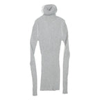 EXPRESS Womens Silver Ribbed Top Long Sleeve Roll Neck S Slim Fit