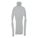 EXPRESS Womens Silver Ribbed Top Long Sleeve Roll Neck S Slim Fit