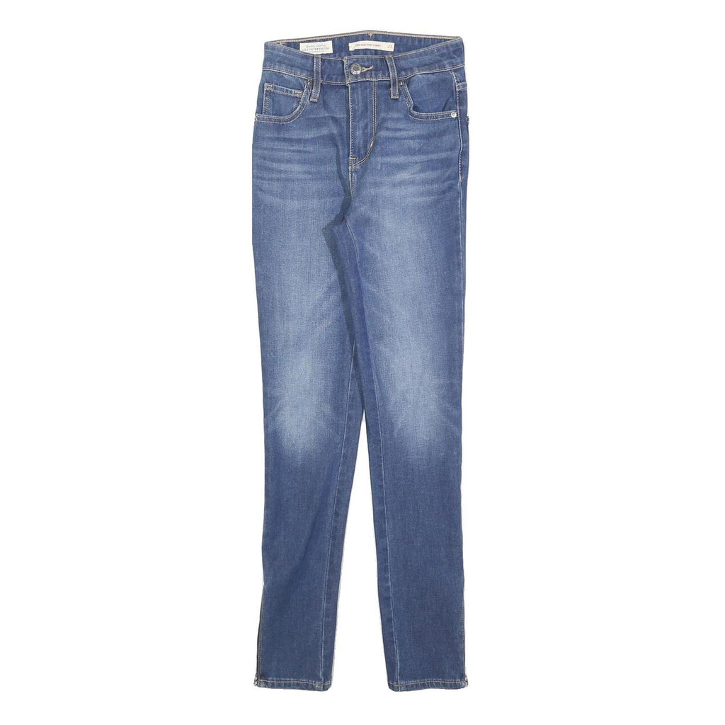 LEVI'S 721 Womens Slim Blue Denim Medium W23 L28 Zip Jeans Stretch