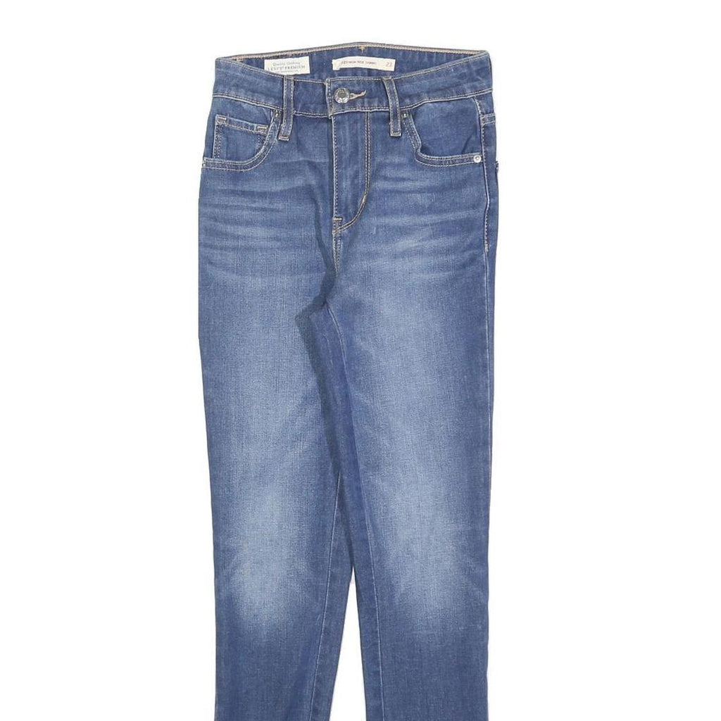 LEVI'S 721 Womens Slim Blue Denim Medium W23 L28 Zip Jeans Stretch
