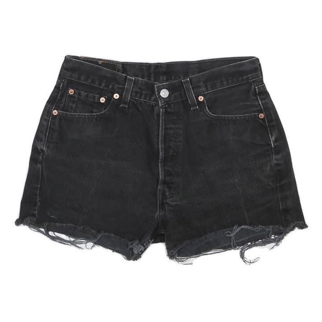 LEVI'S Womens Black Denim Cut-Off Shorts M W30 Distressed Hem Casual