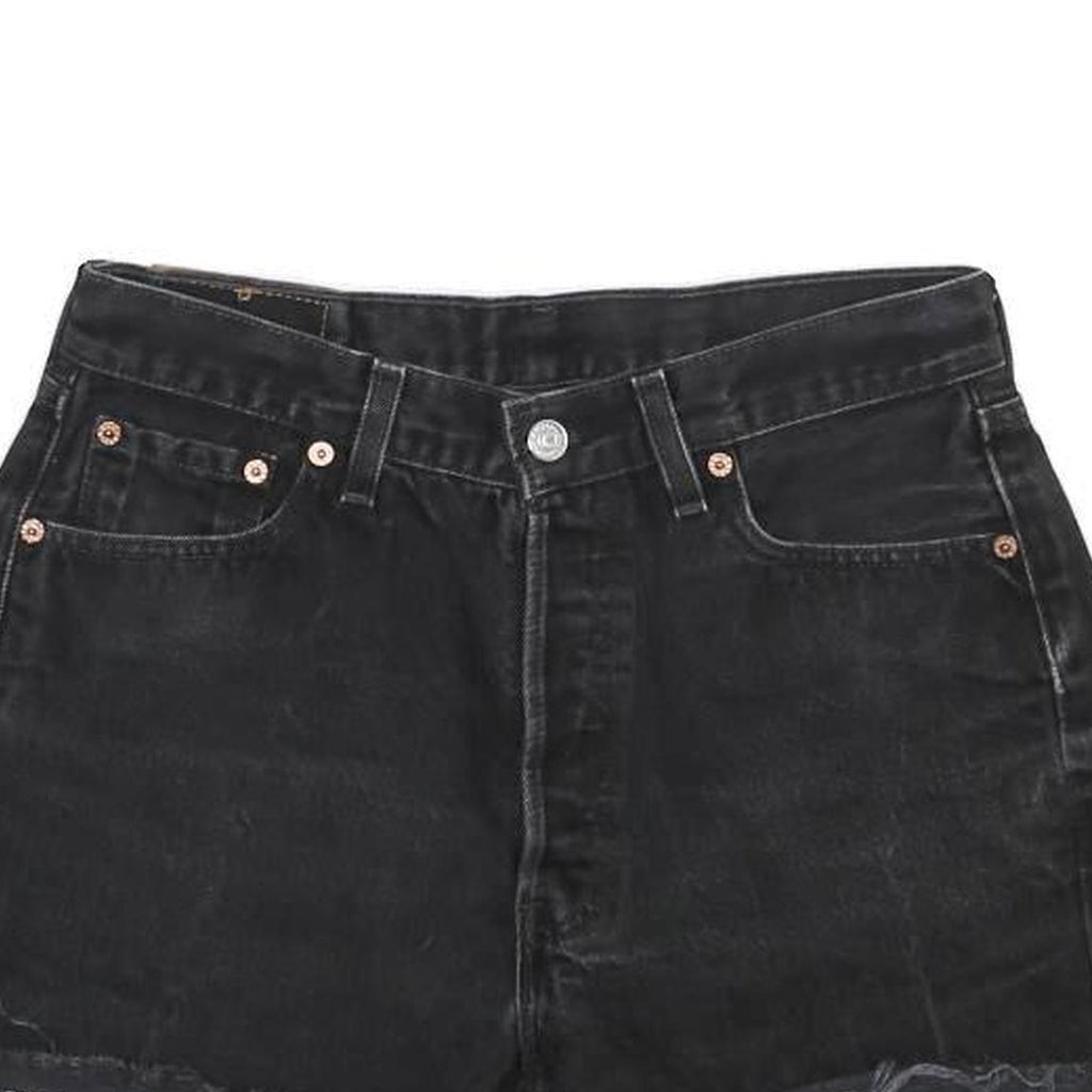 LEVI'S Womens Black Denim Cut-Off Shorts M W30 Distressed Hem Casual