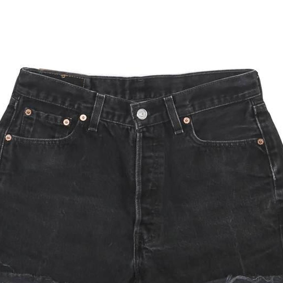 LEVI'S Womens Black Denim Cut-Off Shorts M W30 Distressed Hem Casual