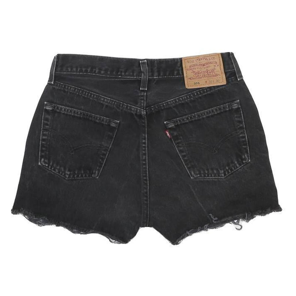 LEVI'S Womens Black Denim Cut-Off Shorts M W30 Distressed Hem Casual