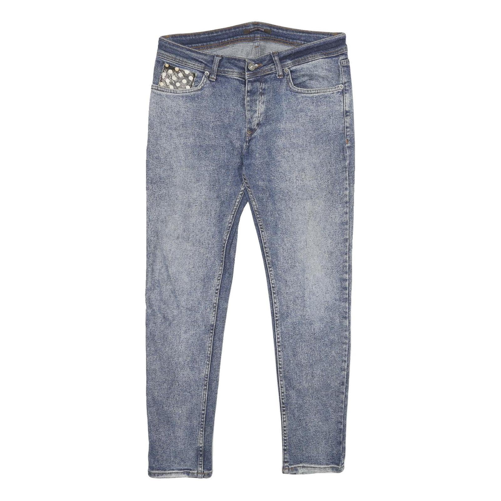 ROBERTO CAVALLI Womens Jeans Blue Relaxed Skinny Denim Medium W32 L30 Polka Dot