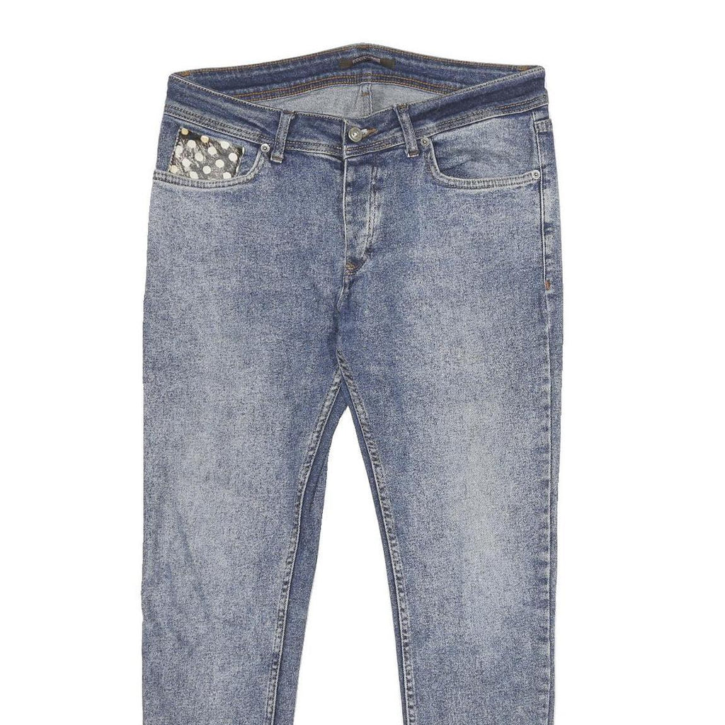ROBERTO CAVALLI Womens Jeans Blue Relaxed Skinny Denim Medium W32 L30 Polka Dot