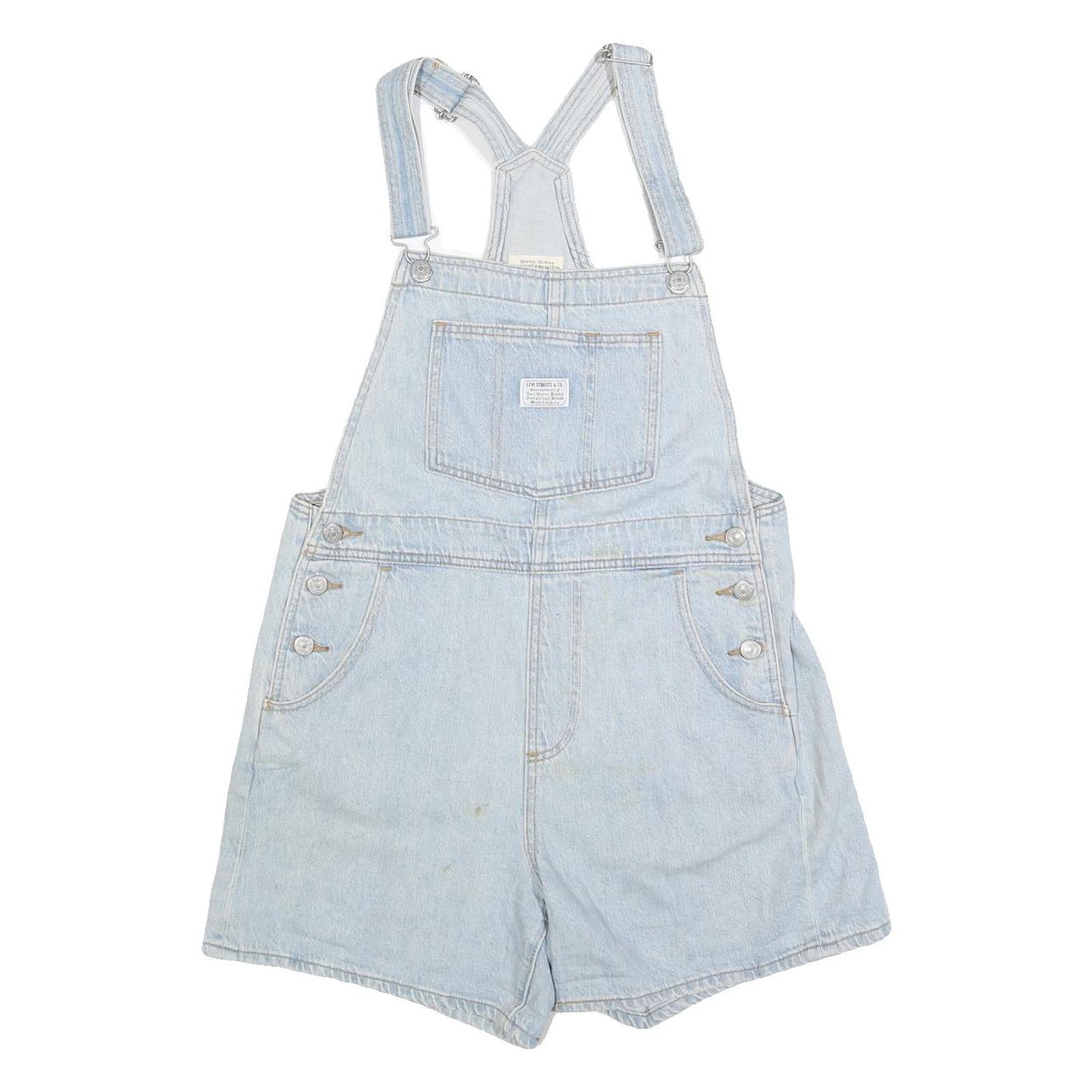 LEVI'S Womens Light Blue Denim Cotton Blend Short Dungarees S W34 L4 Casual