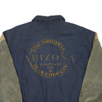 ARIZONA JEAN COMPANY Mens Blue Brown Cotton Blend Button Jacket XL Suede Sleeves