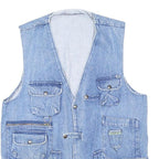 IMPEREX Mens Blue Cotton Workwear Jacket L Denim Multi Pocket Button Closure