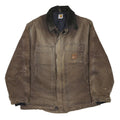 CARHARTT Mens Brown Cotton Canvas Workwear Jacket L Zip Closure Plain Durable