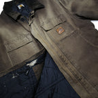 CARHARTT Mens Brown Cotton Canvas Workwear Jacket L Zip Closure Plain Durable
