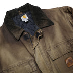 CARHARTT Mens Brown Cotton Canvas Workwear Jacket L Zip Closure Plain Durable