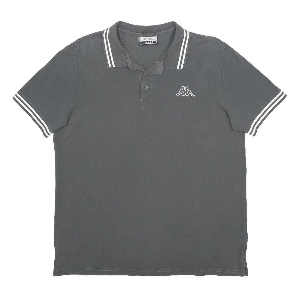 KAPPA Mens Grey Short Sleeve Plain Polo Shirt L Cotton Casual Classic