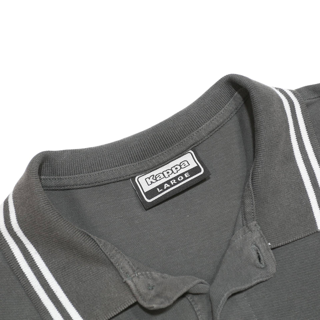 KAPPA Mens Grey Short Sleeve Plain Polo Shirt L Cotton Casual Classic
