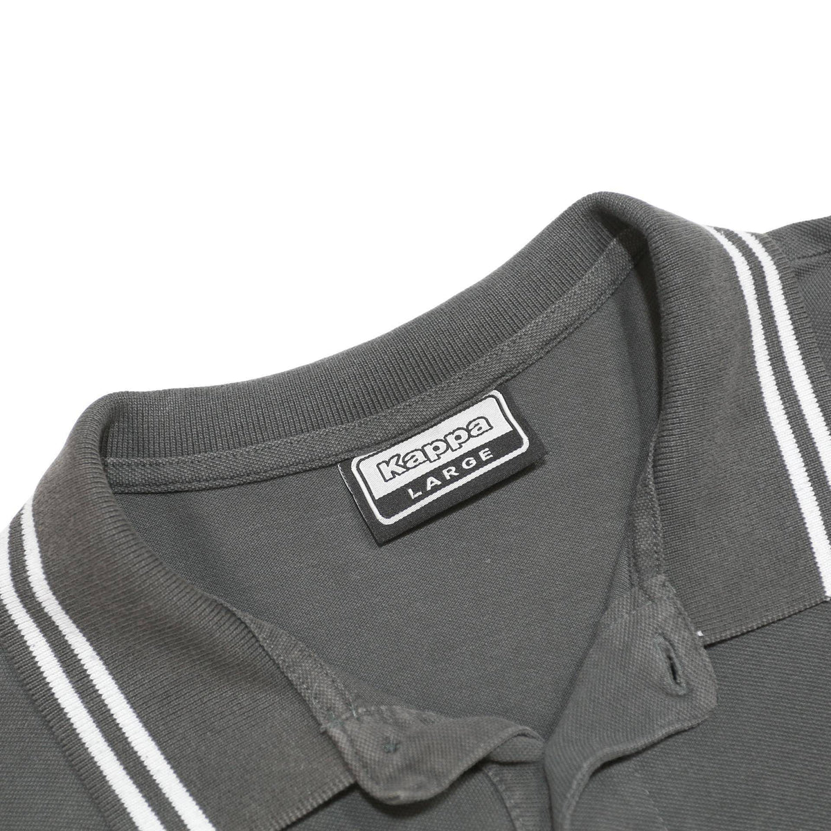 KAPPA Mens Grey Short Sleeve Plain Polo Shirt L Cotton Casual Classic