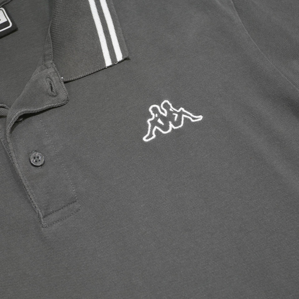 KAPPA Mens Grey Short Sleeve Plain Polo Shirt L Cotton Casual Classic