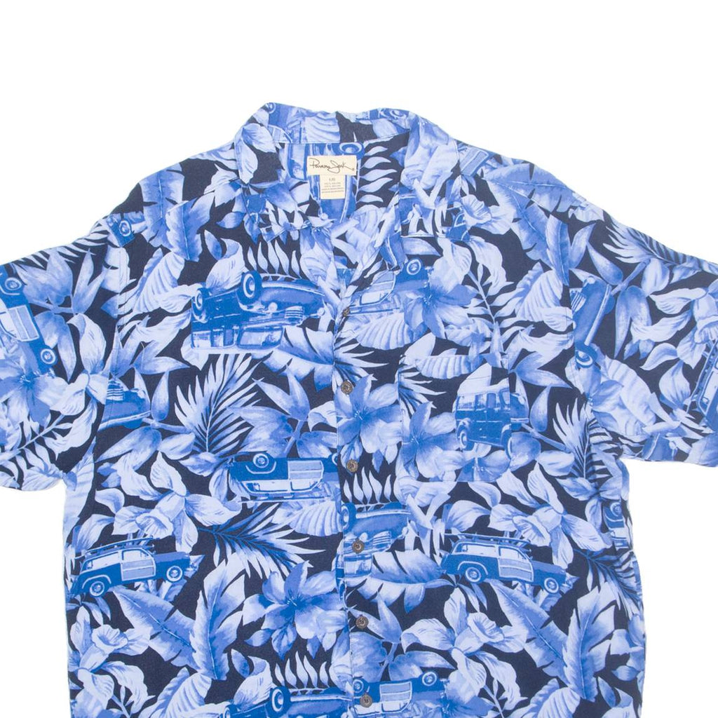 PANAMA JACK Mens Hawaiian Shirt Blue Floral L