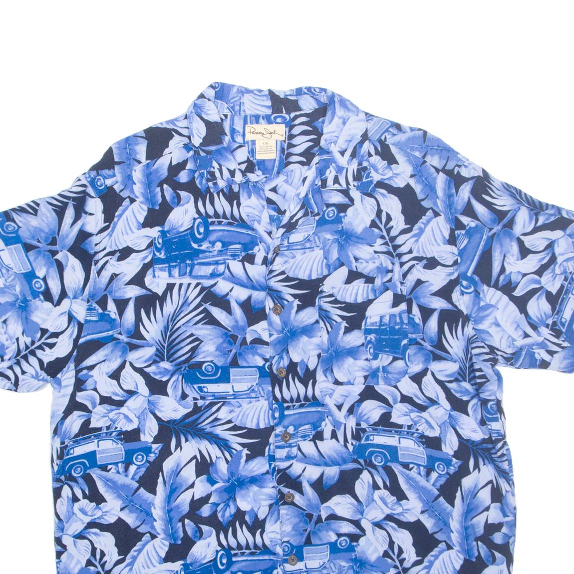 PANAMA JACK Mens Hawaiian Shirt Blue Floral L