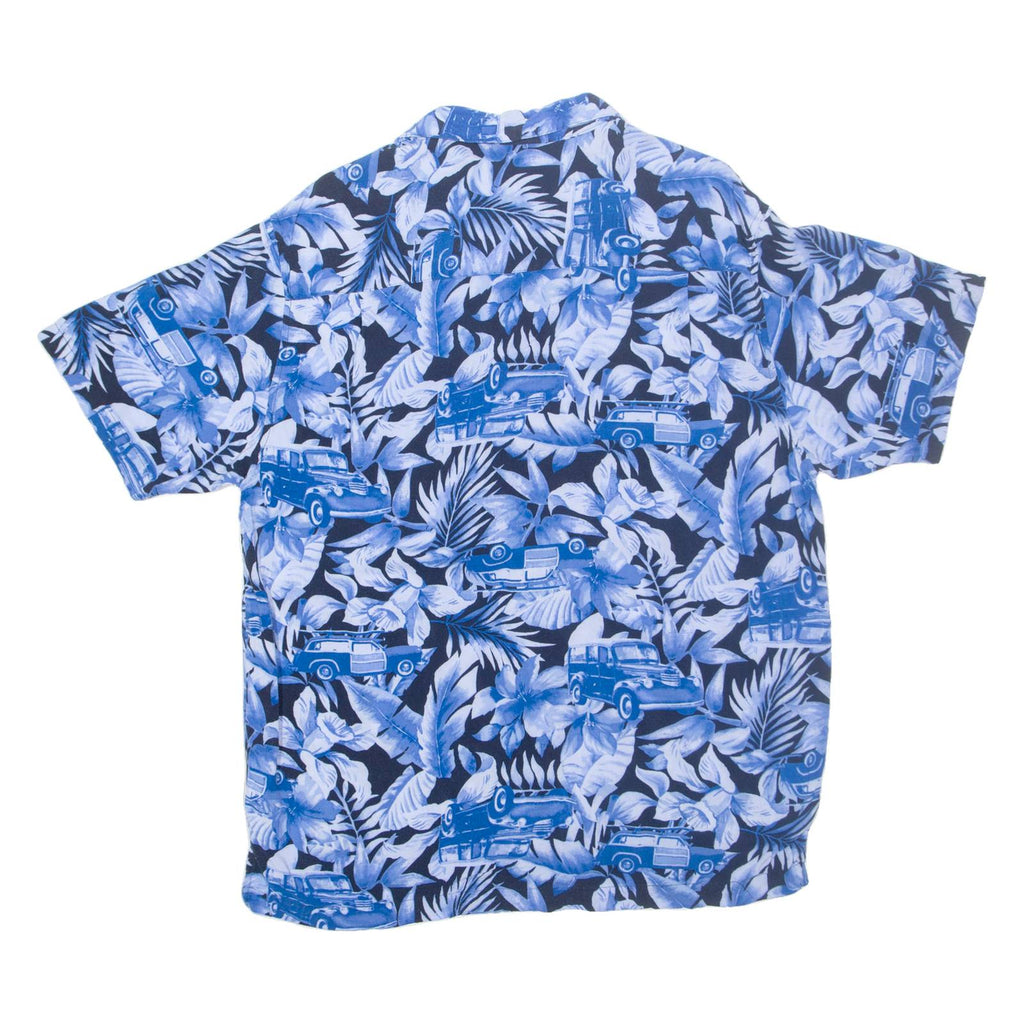 PANAMA JACK Mens Hawaiian Shirt Blue Floral L