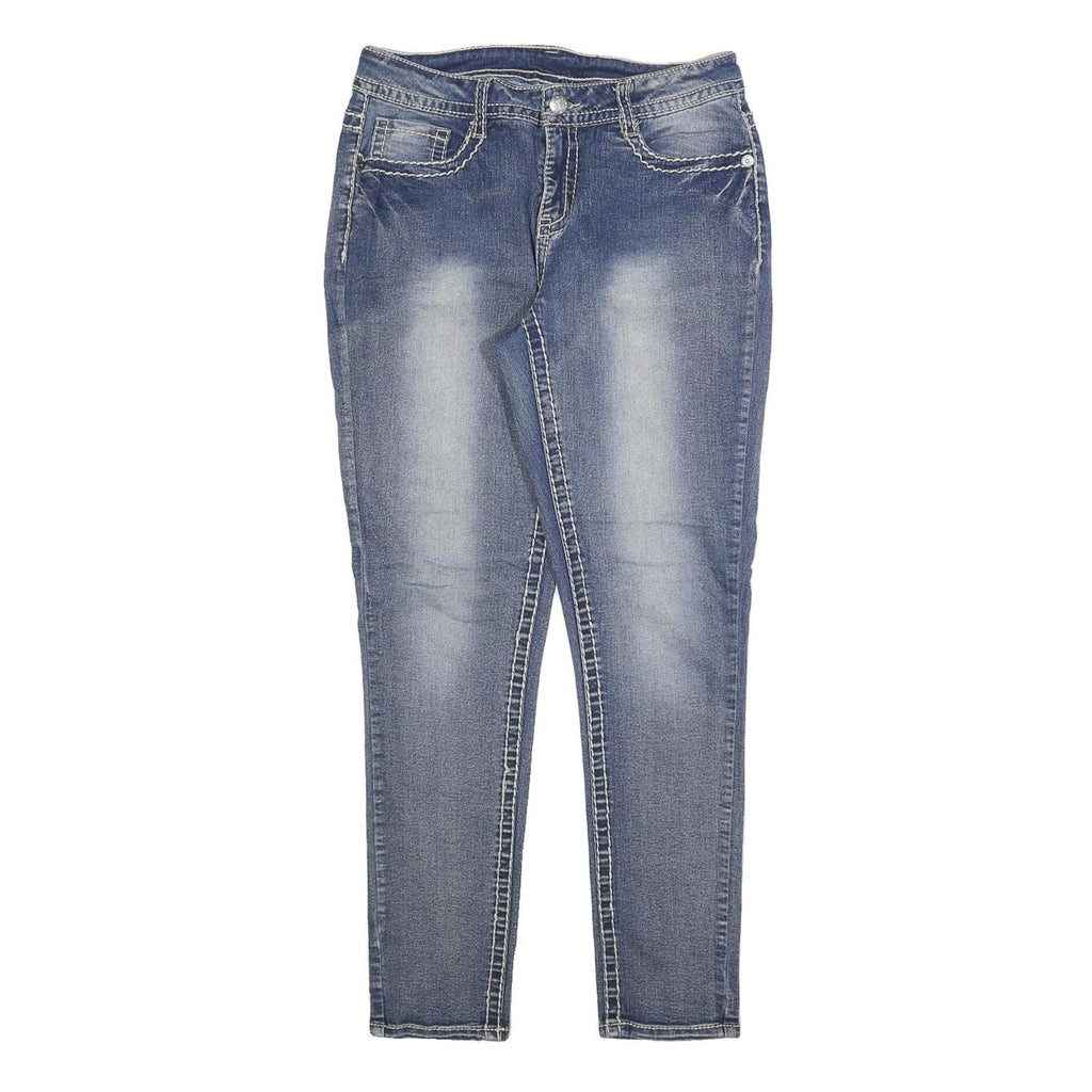 FADED GLORY Womens Slim Blue Denim Light W28 L30 Slim Fit Jeans Zip Closure