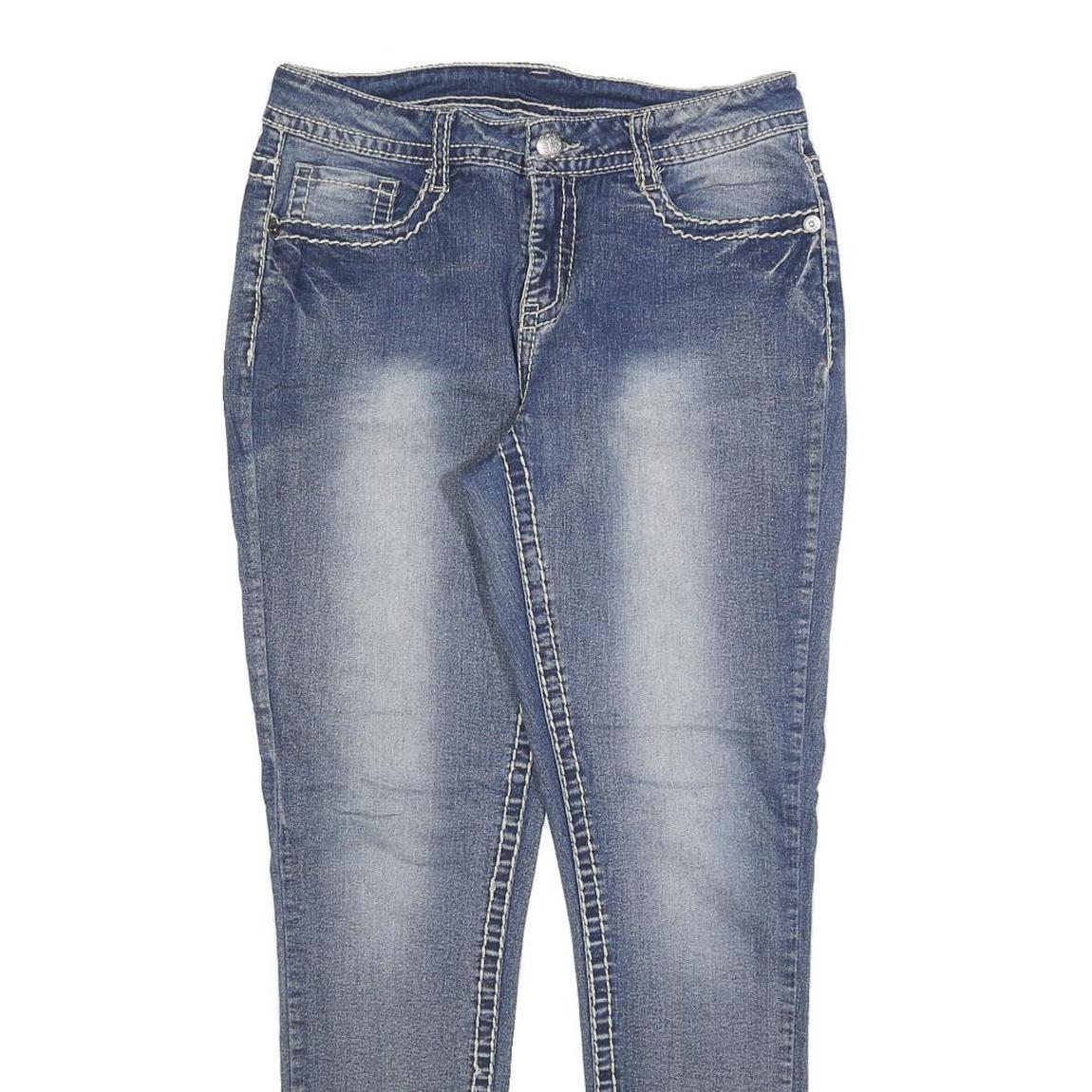 FADED GLORY Womens Slim Blue Denim Light W28 L30 Slim Fit Jeans Zip Closure