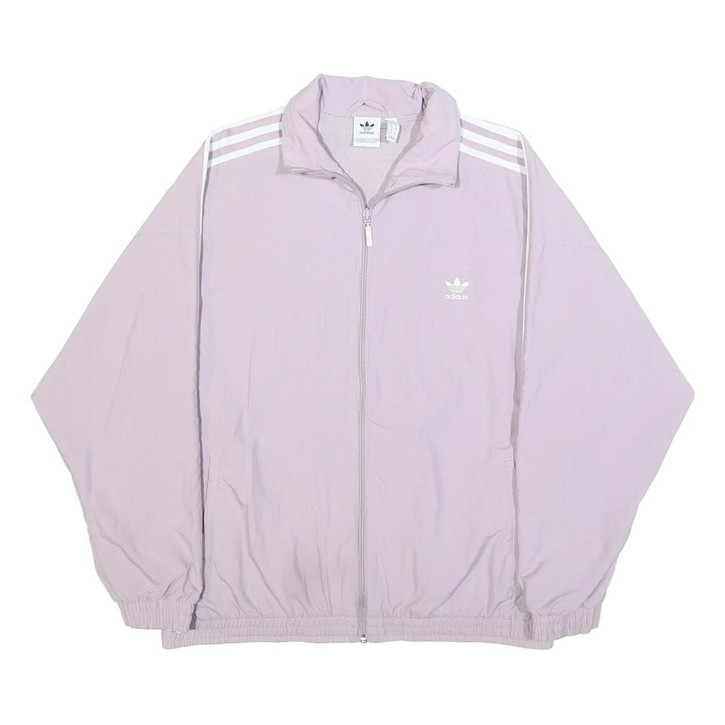 ADIDAS Womens Lilac Zip Jacket UK 18 Nylon Track Classic Casual Sportswear