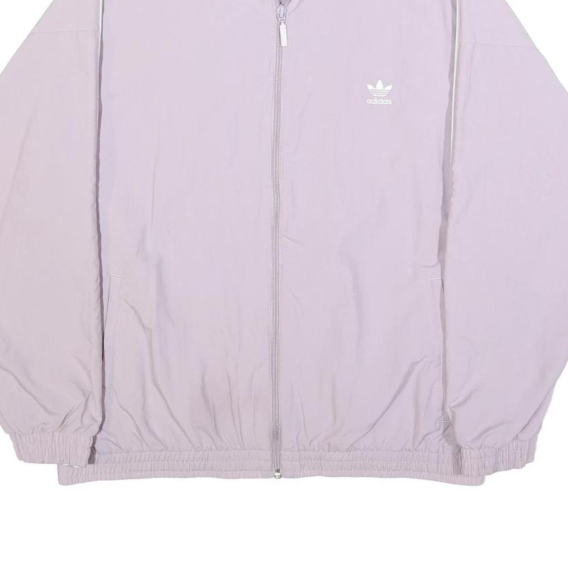 ADIDAS Womens Lilac Zip Jacket UK 18 Nylon Track Classic Casual Sportswear