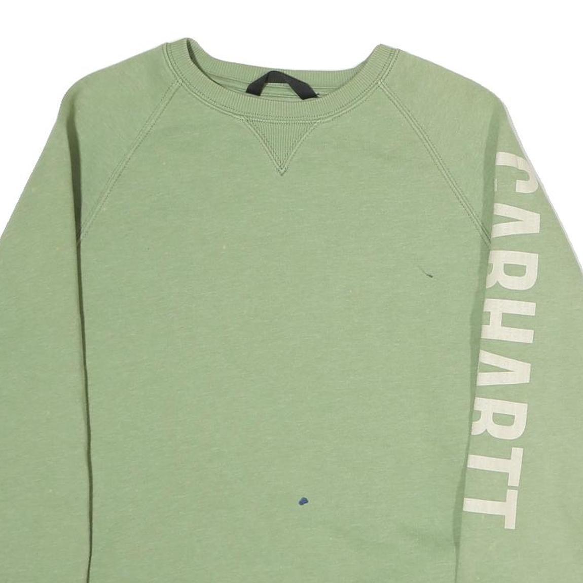 CARHARTT Womens Green Cotton Crew Neck S Print Logo Sleeve Sweatshirt