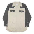 CARHARTT Mens Beige & Grey Cotton Blend Shirt XL Workwear Casual Button-Up