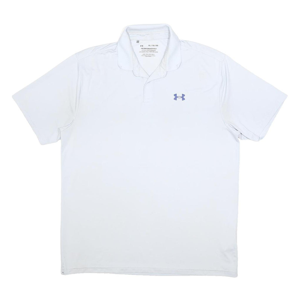 UNDER ARMOUR Mens White XL Polo Shirt Polyester Blend Short Sleeve Sports Casual