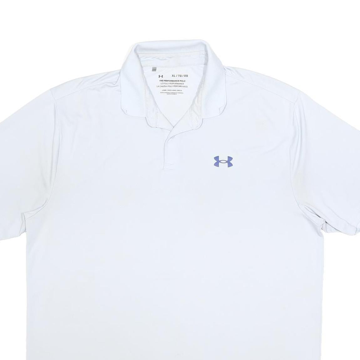UNDER ARMOUR Mens White XL Polo Shirt Polyester Blend Short Sleeve Sports Casual