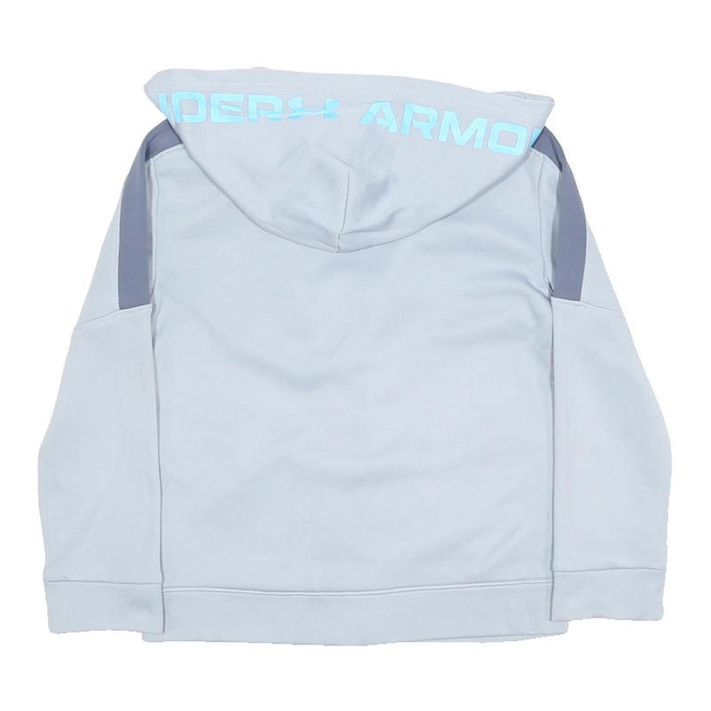 UNDER ARMOUR Boys Light Blue & Grey Zip Up Hoodie Jacket 6Y Polyester Blend