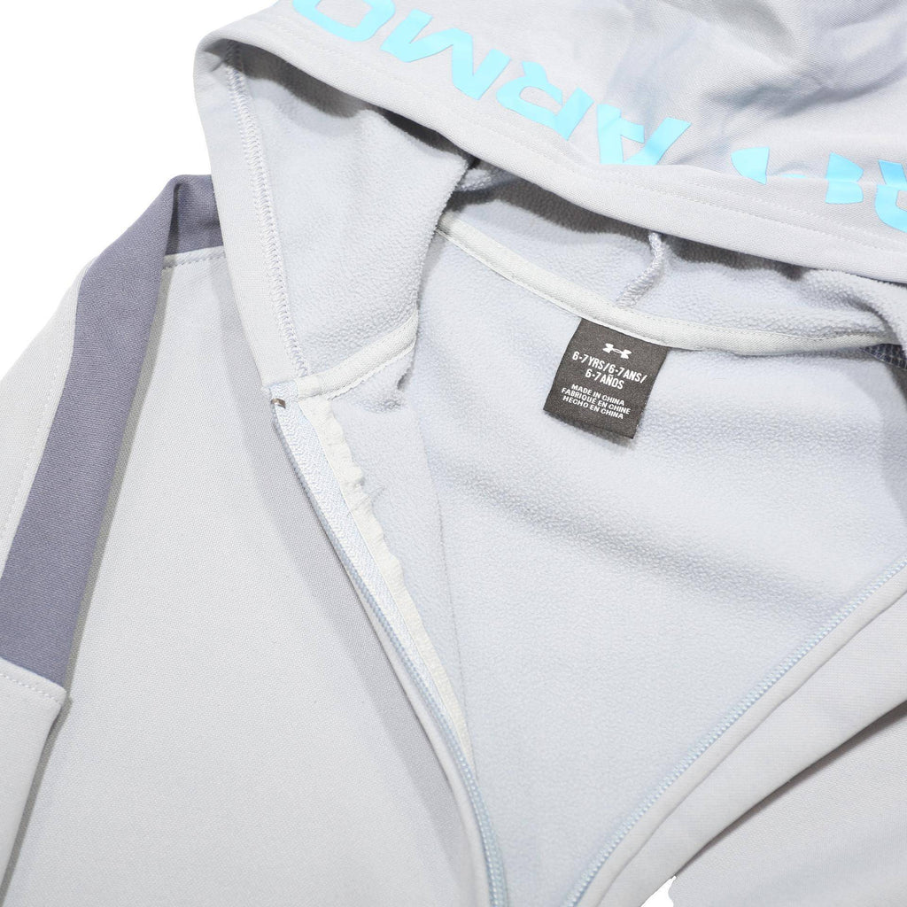UNDER ARMOUR Boys Light Blue & Grey Zip Up Hoodie Jacket 6Y Polyester Blend