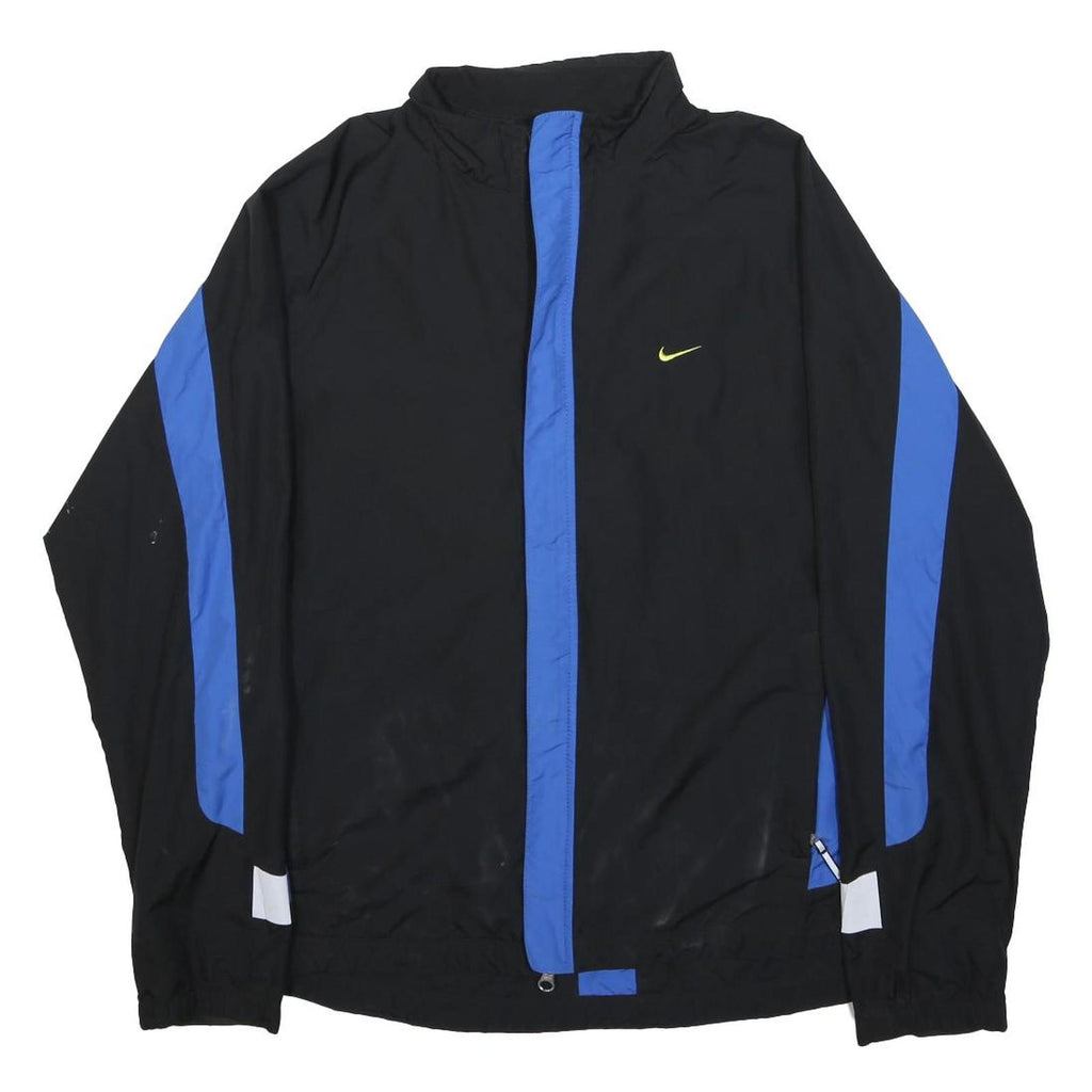 NIKE Womens Black & Blue Athletic Jacket M Polyester Zip Track Sportswear