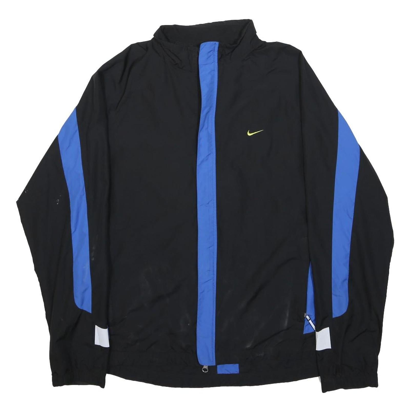 NIKE Womens Black & Blue Athletic Jacket M Polyester Zip Track Sportswear