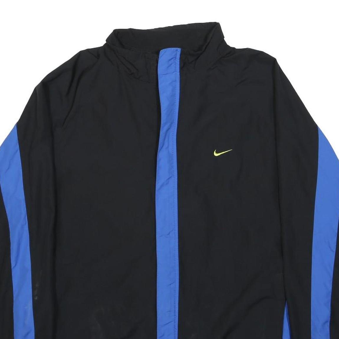 NIKE Womens Black & Blue Athletic Jacket M Polyester Zip Track Sportswear