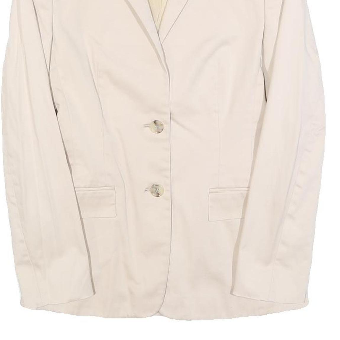 HUGO BOSS Womens Cream Cotton Blend Tailored Jacket UK 4 Button Plain Formal