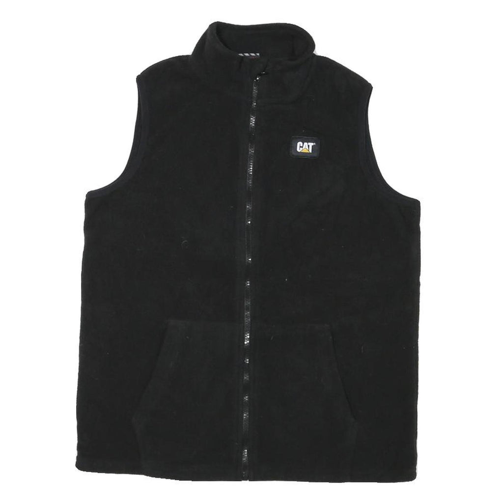 CAT Mens Black Zip Fleece Jacket M Polyester Blend Casual Workwear Vest