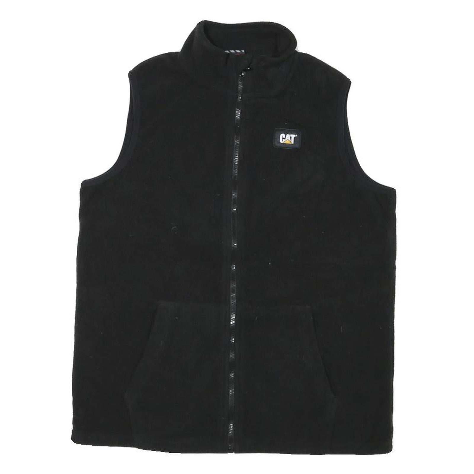 CAT Mens Black Zip Fleece Jacket M Polyester Blend Casual Workwear Vest